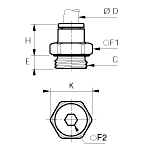 Legris 3101 - MALE STUD FITTINGS, HEXAGONAL, BSPP AND METRIC LINE DRAWING